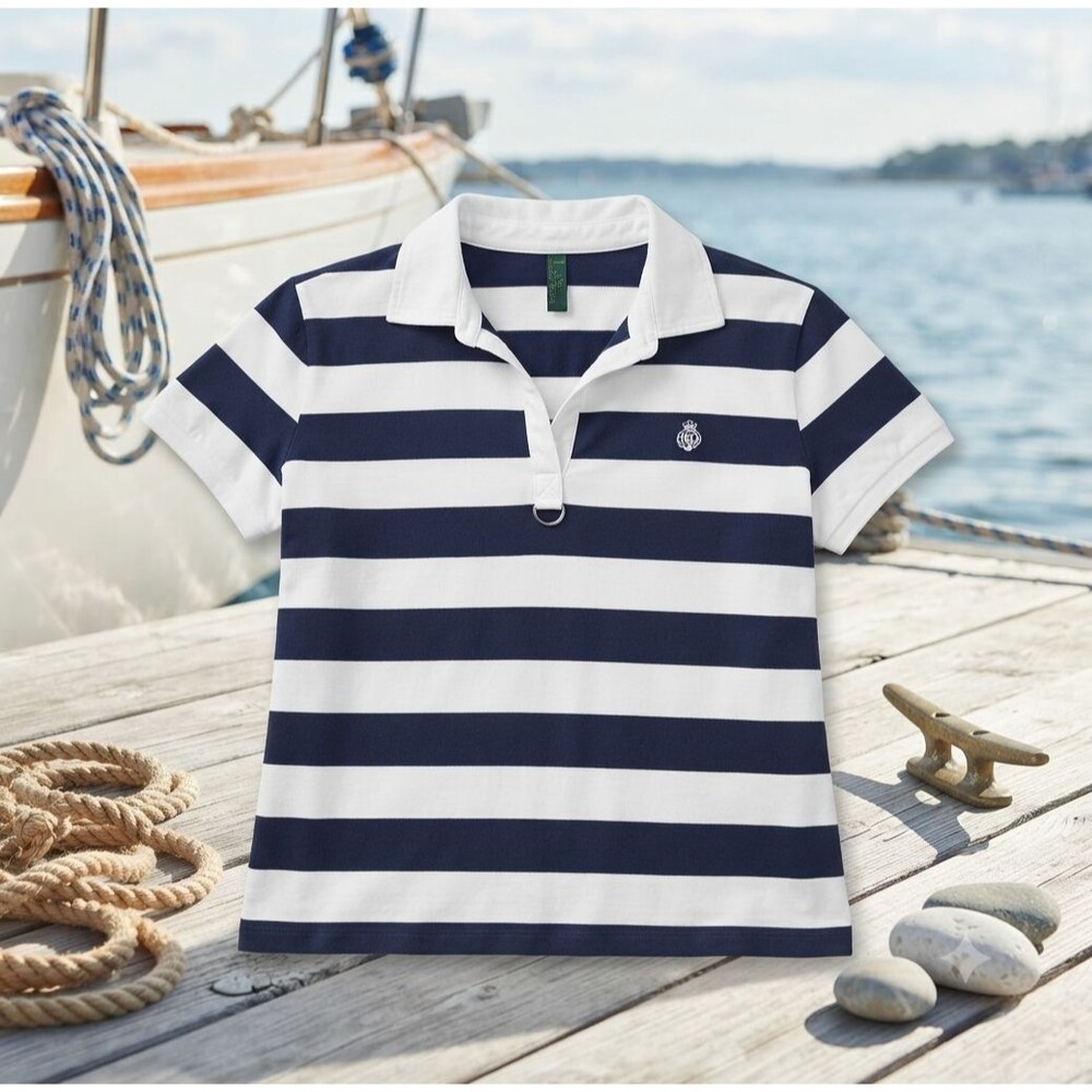 Lauren Active Ralph Lauren Womens XL Black White Striped Polo Shirt D‑Ring Crest